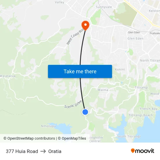 377 Huia Road to Oratia map