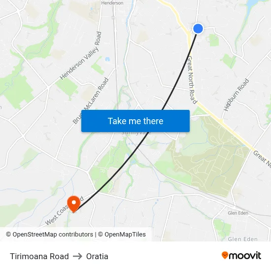 Tirimoana Road to Oratia map