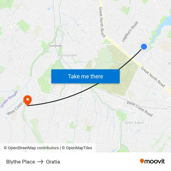 Blythe Place to Oratia map
