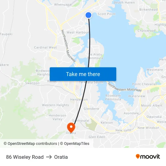 86 Wiseley Road to Oratia map