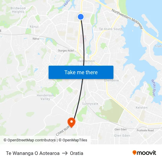Te Wananga O Aotearoa to Oratia map