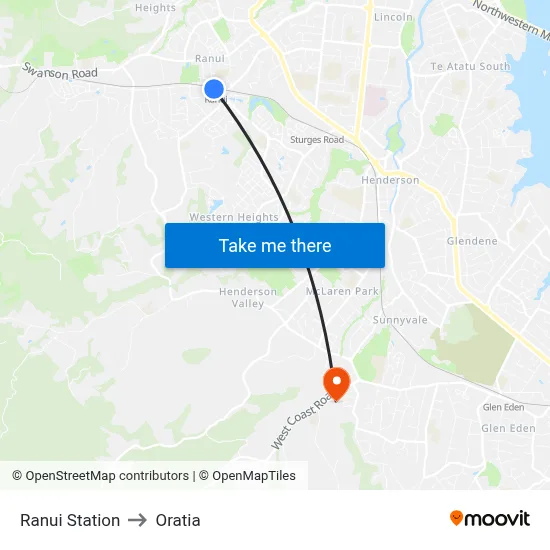 Ranui Station to Oratia map