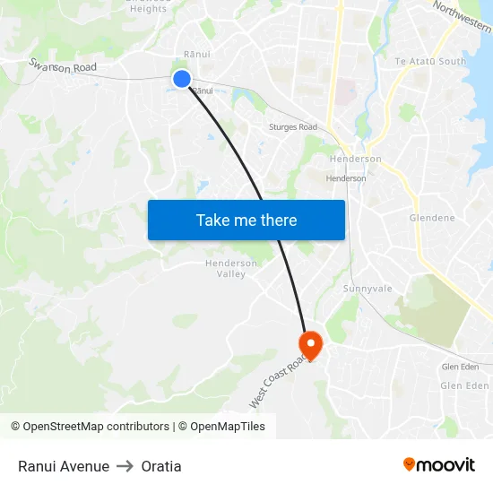 Ranui Avenue to Oratia map