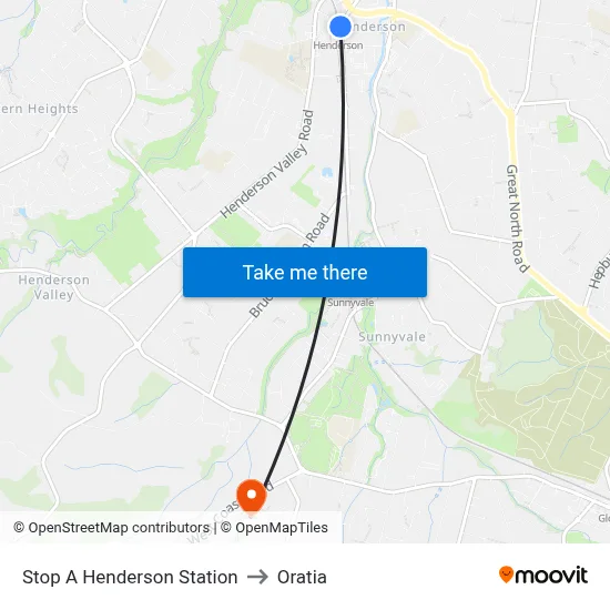 Stop A Henderson Station to Oratia map