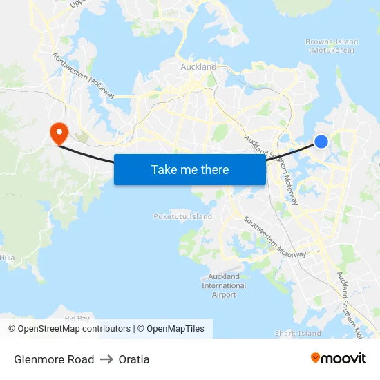 Glenmore Road to Oratia map