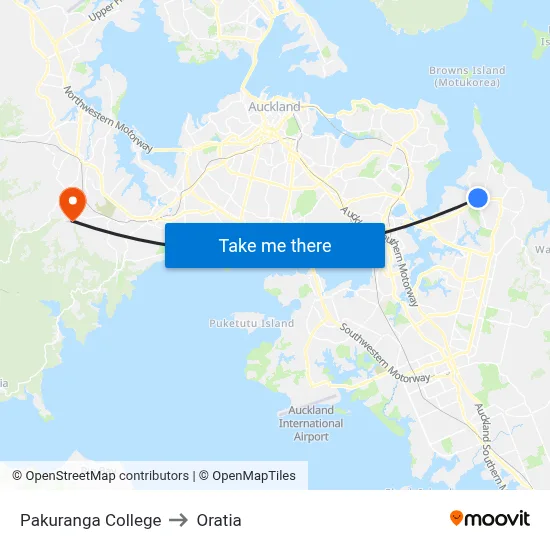 Pakuranga College to Oratia map
