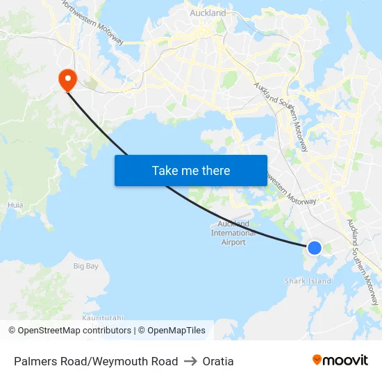 Palmers Road/Weymouth Road to Oratia map