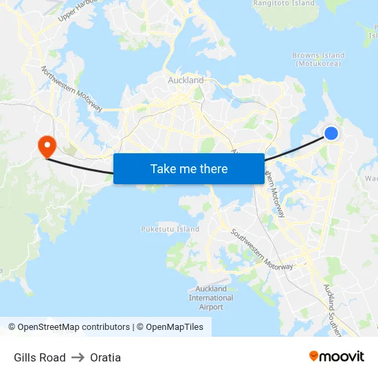 Gills Road to Oratia map