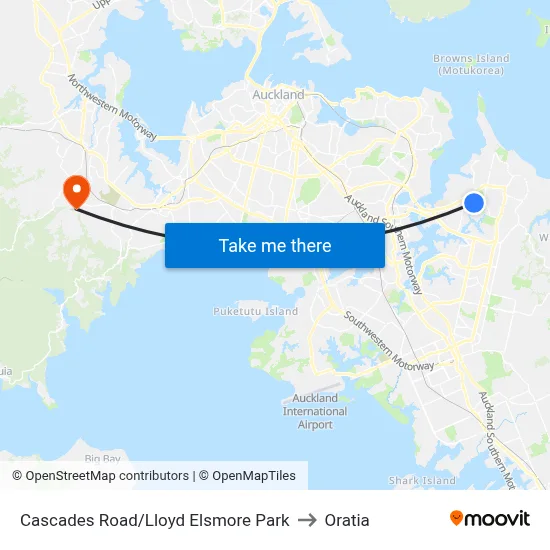 Cascades Road/Lloyd Elsmore Park to Oratia map