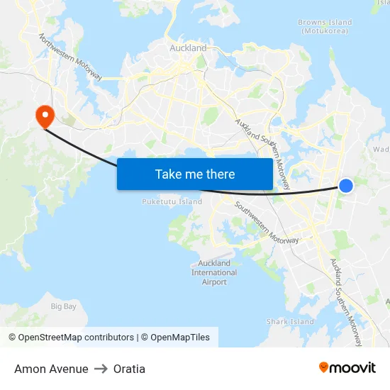 Amon Avenue to Oratia map