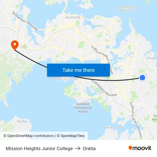 Mission Heights Junior College to Oratia map