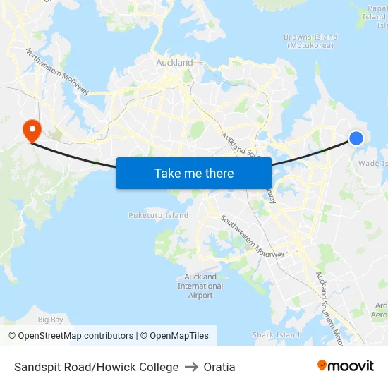 Sandspit Road/Howick College to Oratia map
