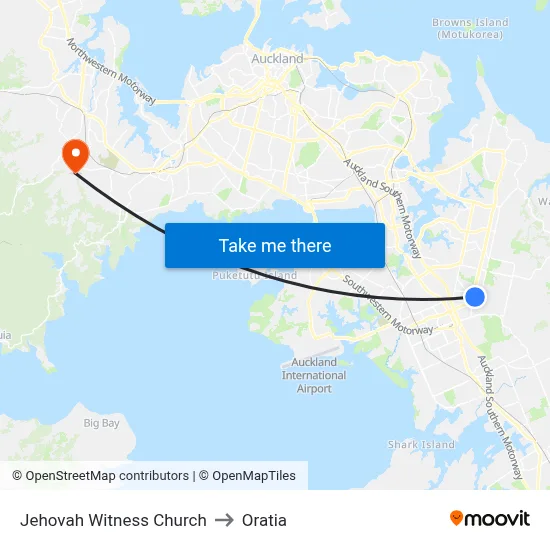Jehovah Witness Church to Oratia map