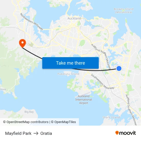 Mayfield Park to Oratia map