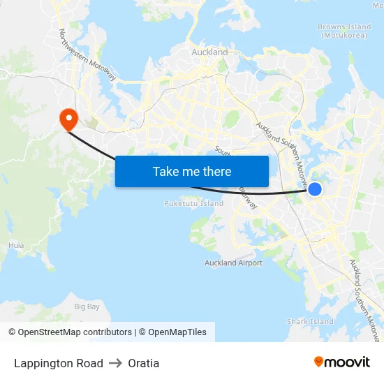 Lappington Road to Oratia map