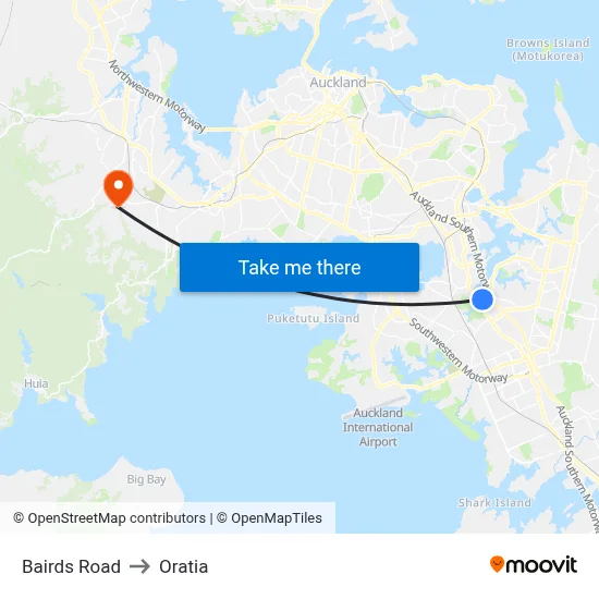 Bairds Road to Oratia map