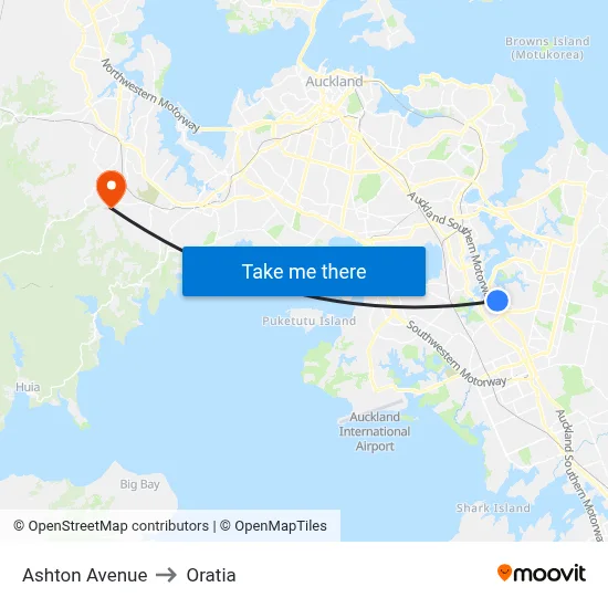 Ashton Avenue to Oratia map