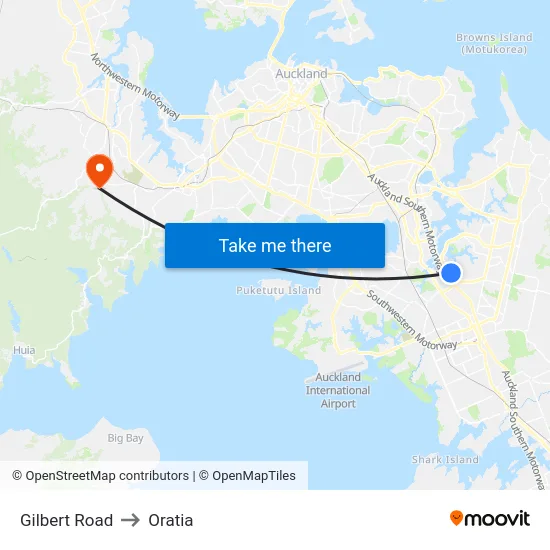 Gilbert Road to Oratia map