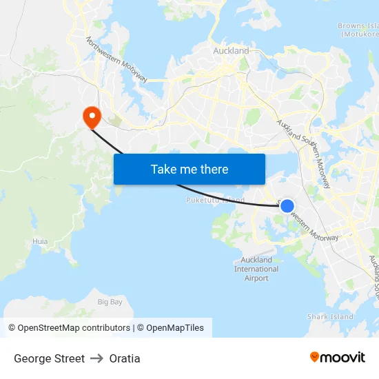George Street to Oratia map