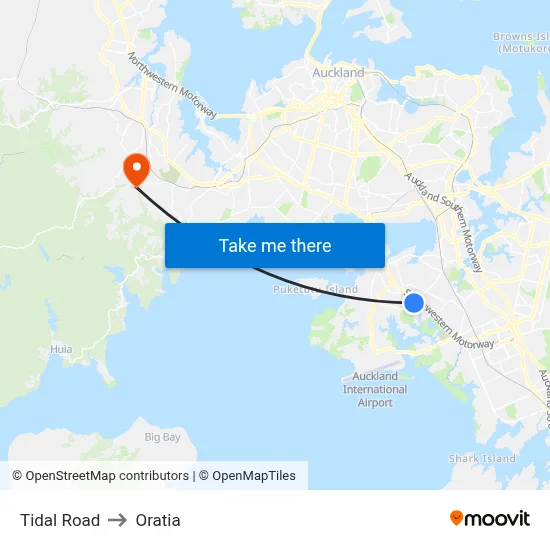 Tidal Road to Oratia map