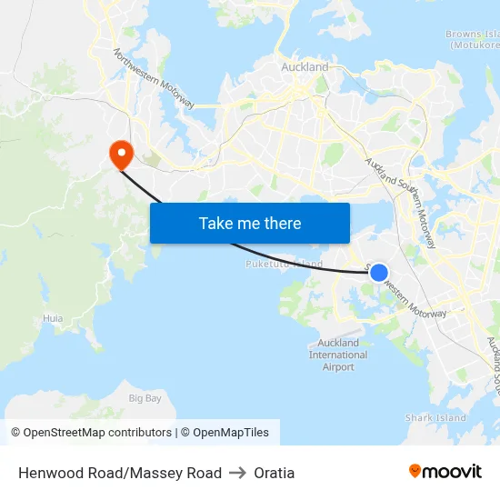 Henwood Road/Massey Road to Oratia map