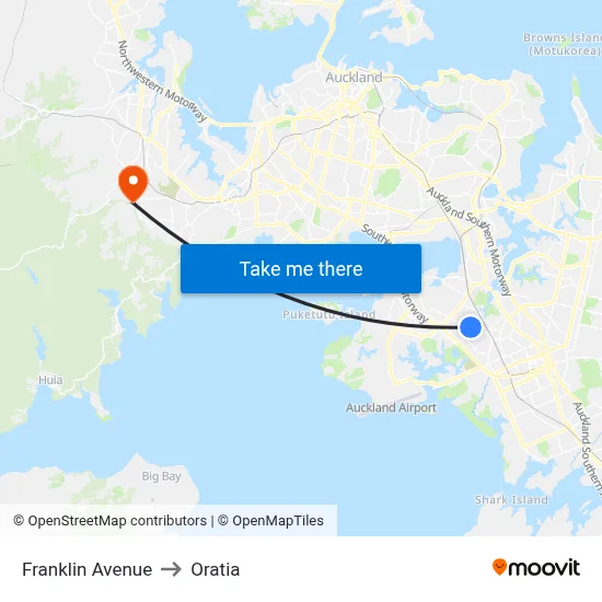 Franklin Avenue to Oratia map