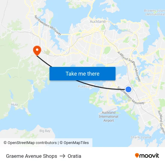 Graeme Avenue Shops to Oratia map