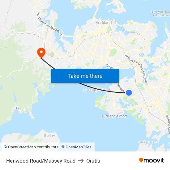 Henwood Road/Massey Road to Oratia map