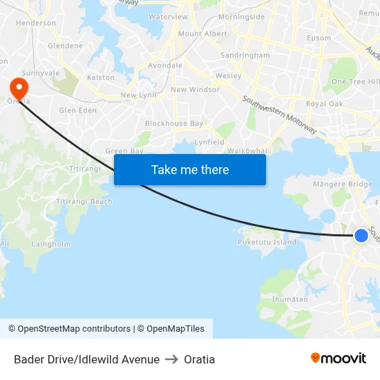 Bader Drive/Idlewild Avenue to Oratia map