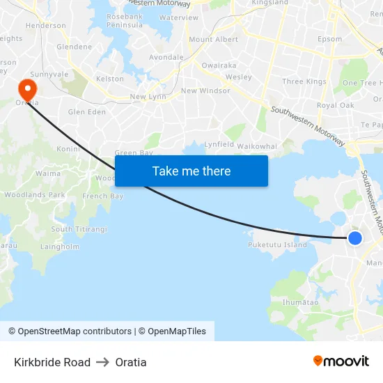 Kirkbride Road to Oratia map