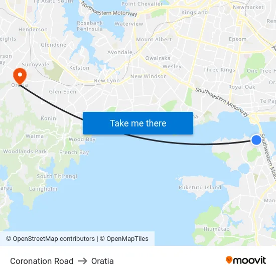 Coronation Road to Oratia map