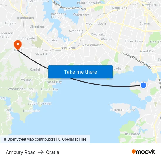 Ambury Road to Oratia map