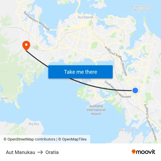 Aut Manukau to Oratia map