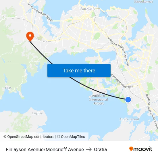 Finlayson Avenue/Moncrieff Avenue to Oratia map