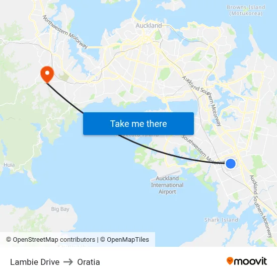 Lambie Drive to Oratia map