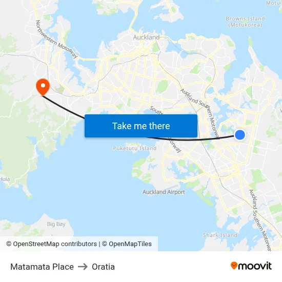 Matamata Place to Oratia map