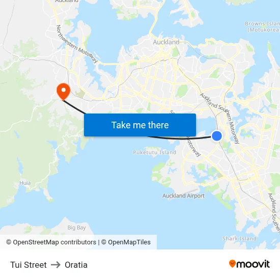 Tui Street to Oratia map