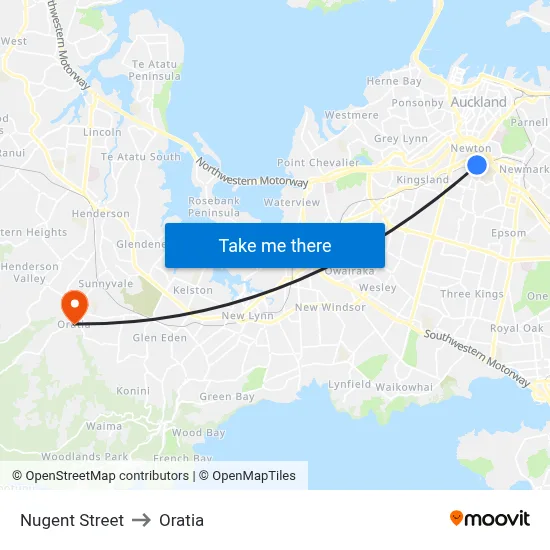 Nugent Street to Oratia map