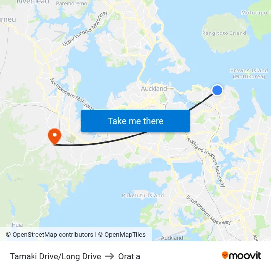 Tamaki Drive/Long Drive to Oratia map