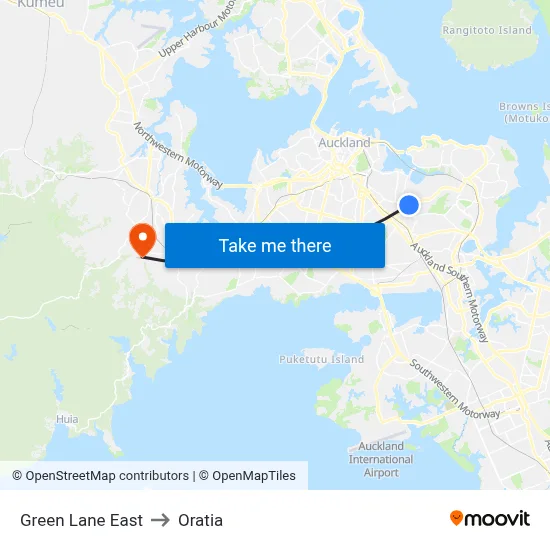 Green Lane East to Oratia map