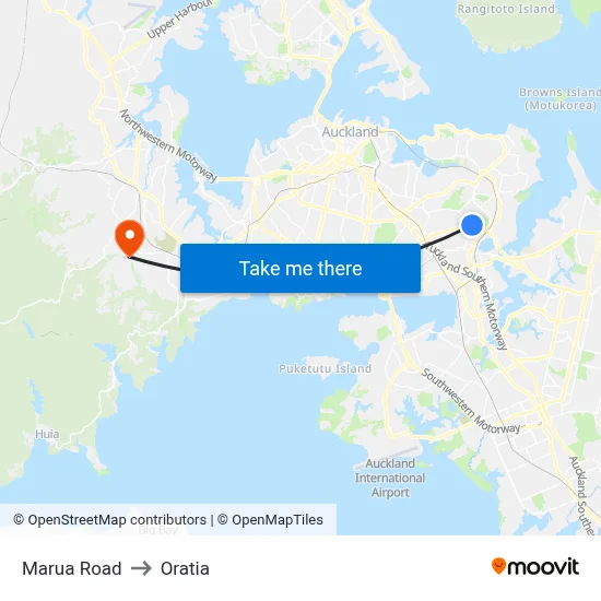 Marua Road to Oratia map