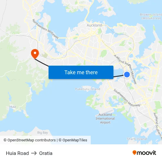 Huia Road to Oratia map
