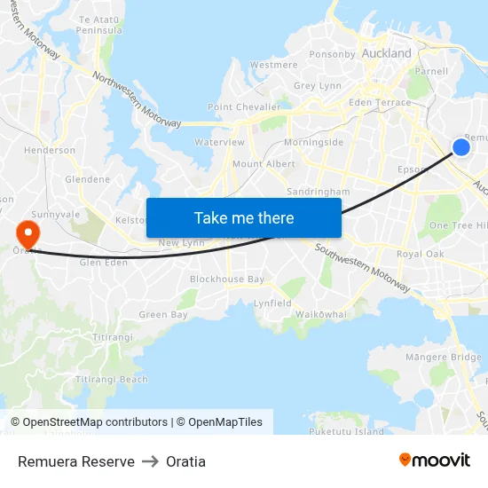 Remuera Reserve to Oratia map