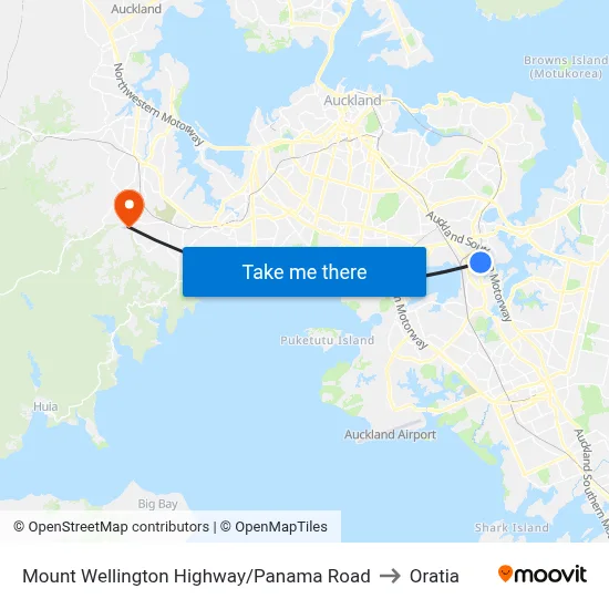 Mount Wellington Highway/Panama Road to Oratia map