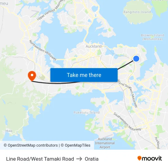 Line Road/West Tamaki Road to Oratia map