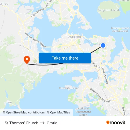 St Thomas' Church to Oratia map