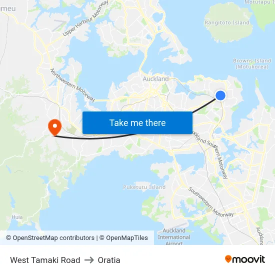 West Tamaki Road to Oratia map