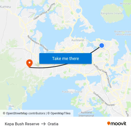 Kepa Bush Reserve to Oratia map