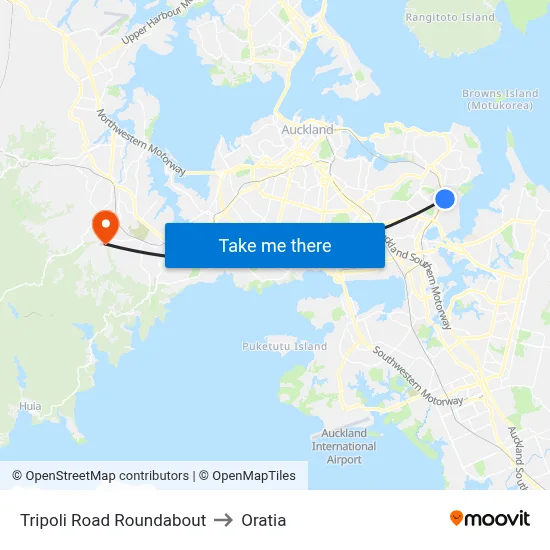 Tripoli Road Roundabout to Oratia map