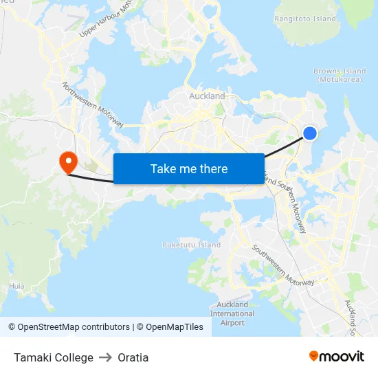 Tamaki College to Oratia map